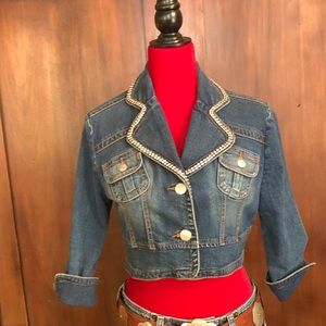 Rhinestone Cowgirl Vintage Cropped Denim Jacket L